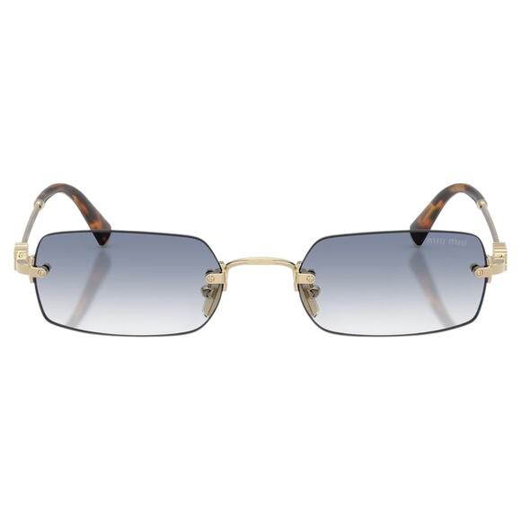 New MIU MIU Sunglasses Gold Blue Gradient Rectangle Square MIU MIU - Picture 2 of 6